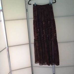 Flowered maroon long skirt